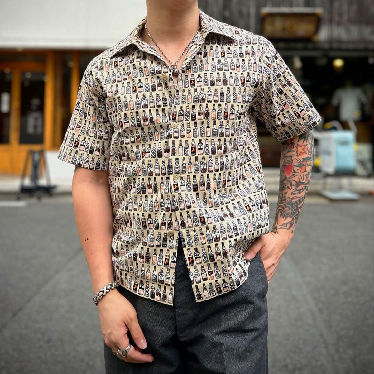 S/S Print Open Shirt “ALE & LAGER”