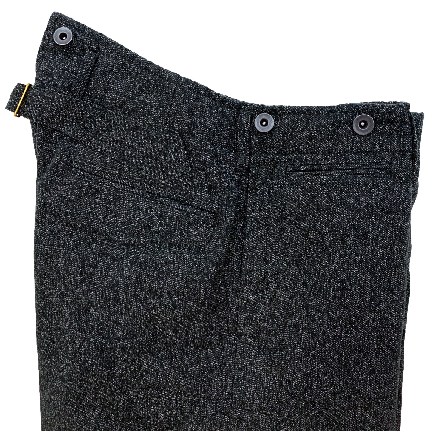 High Back Black Chambray Work Trousers