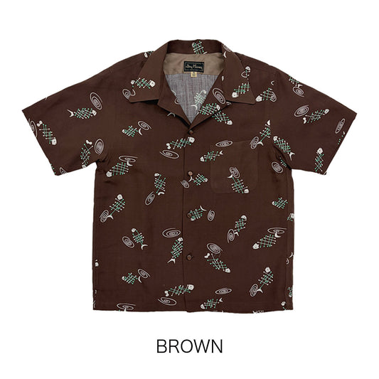 S/S Print Open Shirt “FISH BONE”