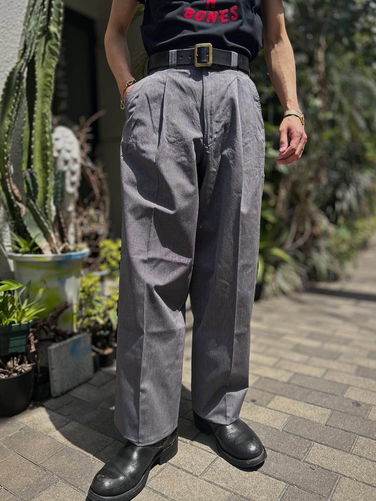 Cotton Hairline Two Tuck Work Trousers