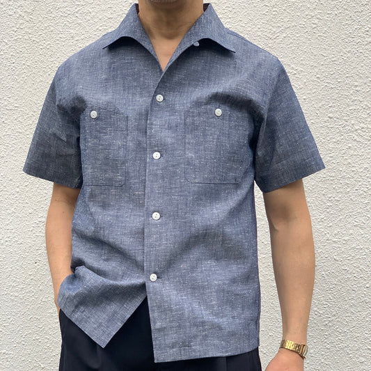 S/S Nep Chambray Italian Collar Shirt