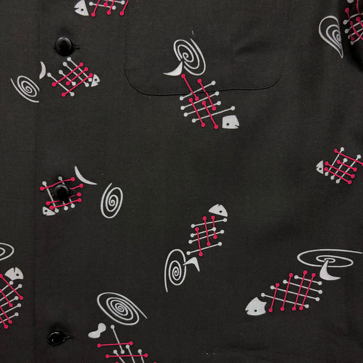 L/S Print Open Shirt “FISH BONE”