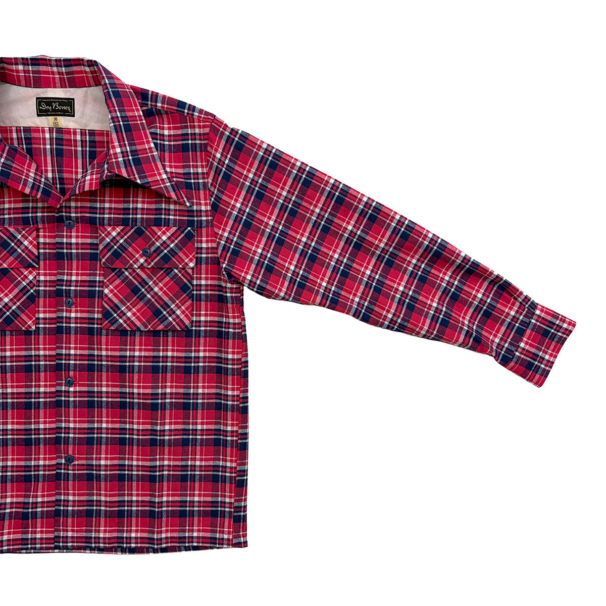 Cotton Viyella 2 Flap Work Open Shirt