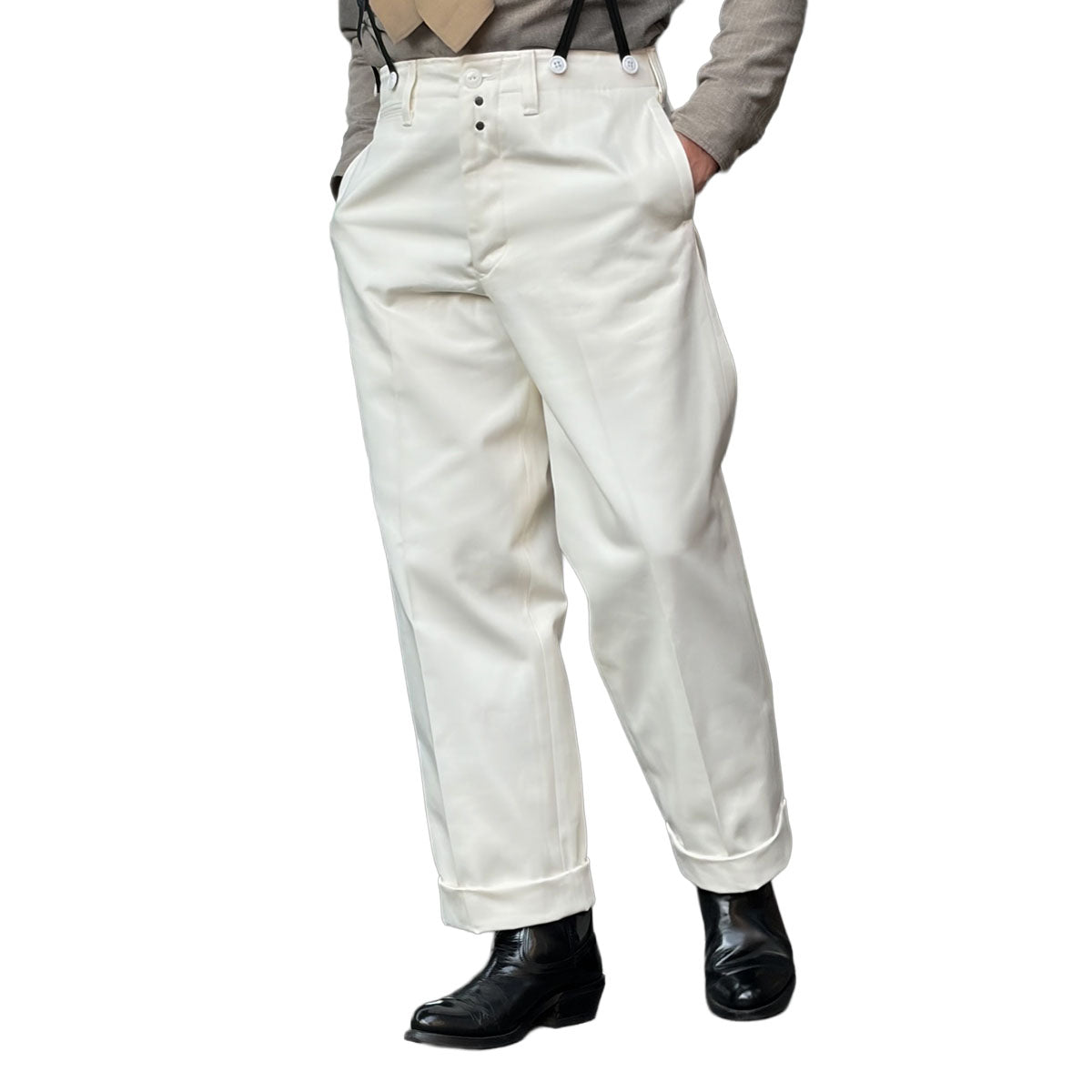 Cotton Satin High Back Work Trousers