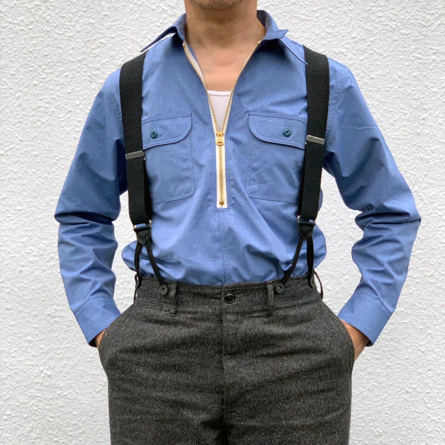 Hairline Half Zip Work Shirt