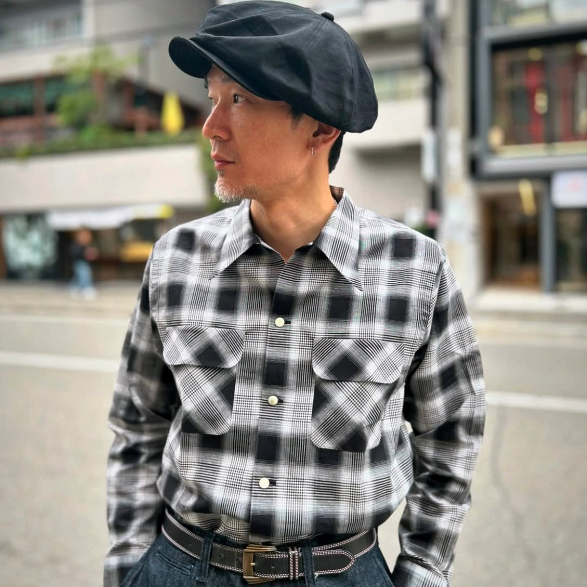 Ombre Check 2 Flap Open Shirt