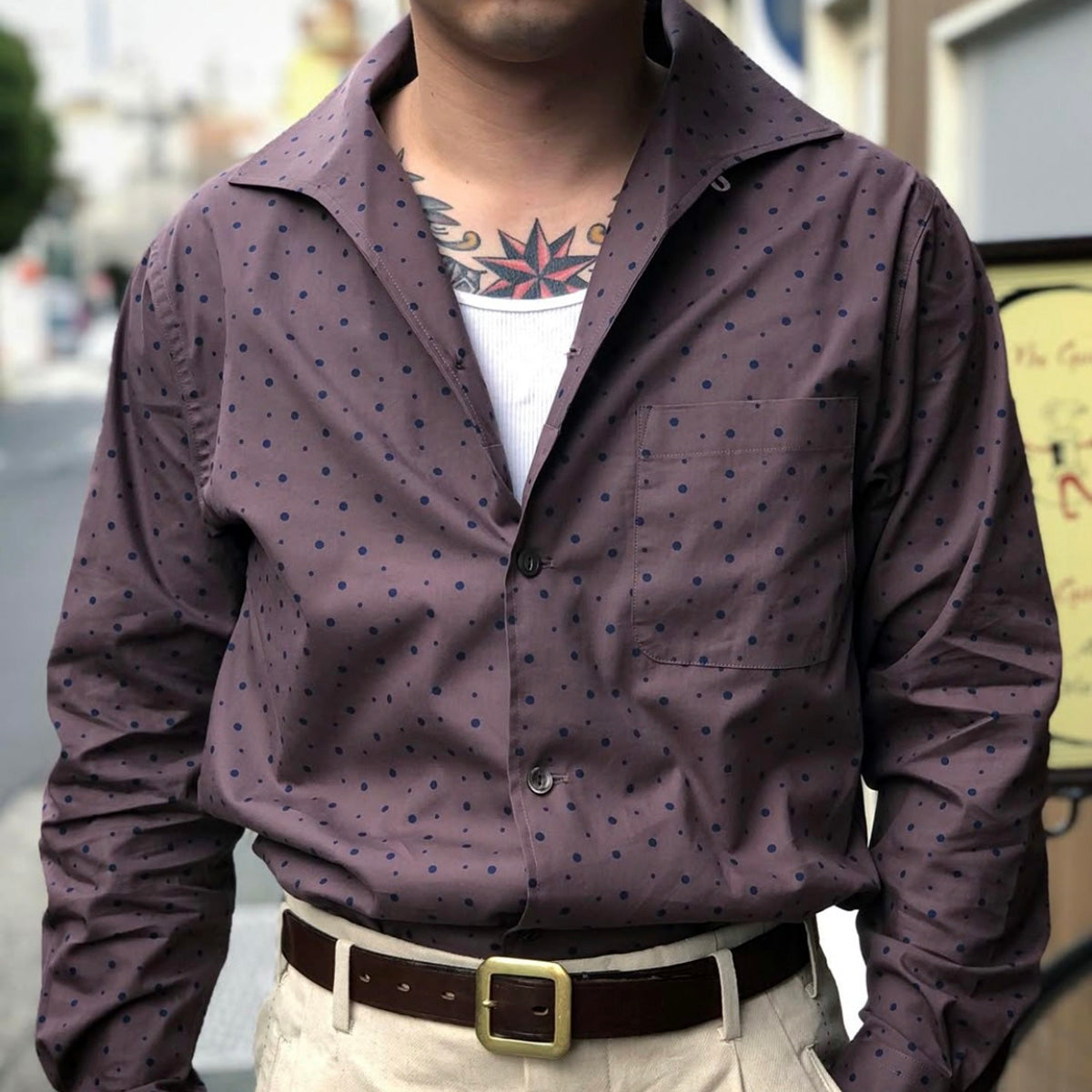 Print Italian Collar Shirt “RANDOM DOT”