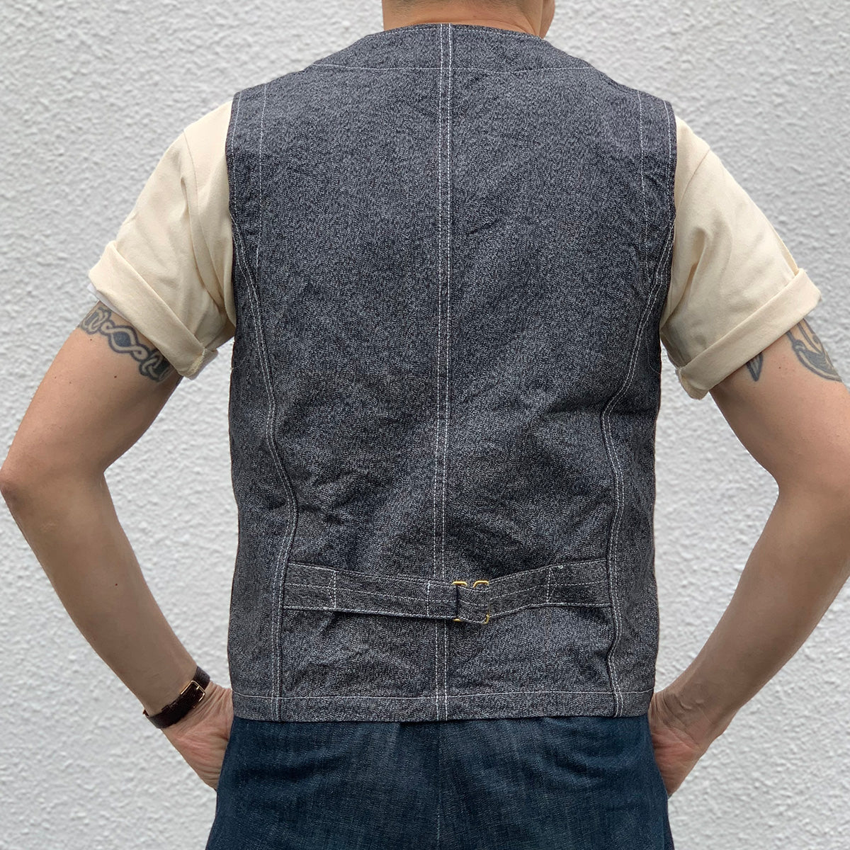 Waiting for production to increase: Black Chambray Work Vest