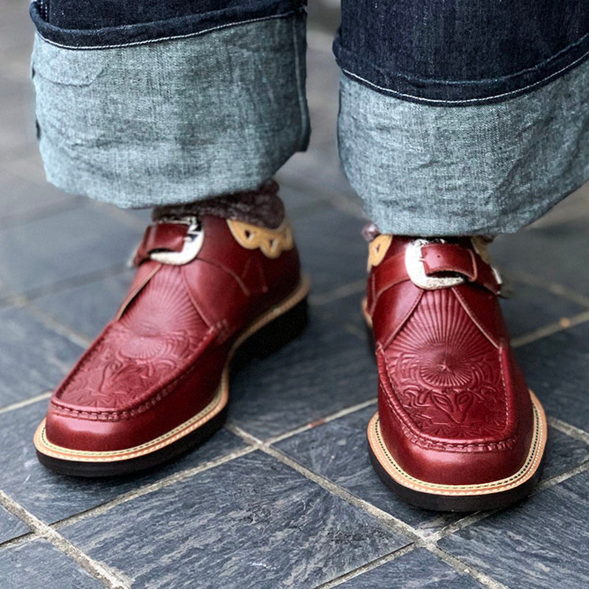 Western Moccs Monk Strap Shoes