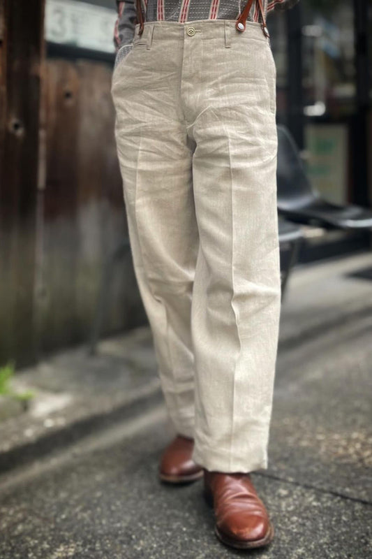 High Back Linen Work Trousers