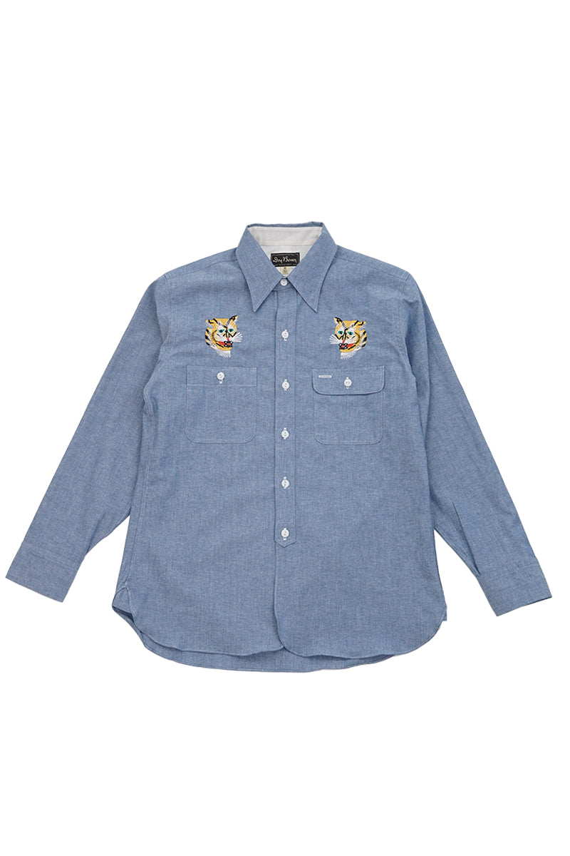 Embroiderd Chambray Work Shirt“VIETNAM TIGER” – Dry Bones Online Shop