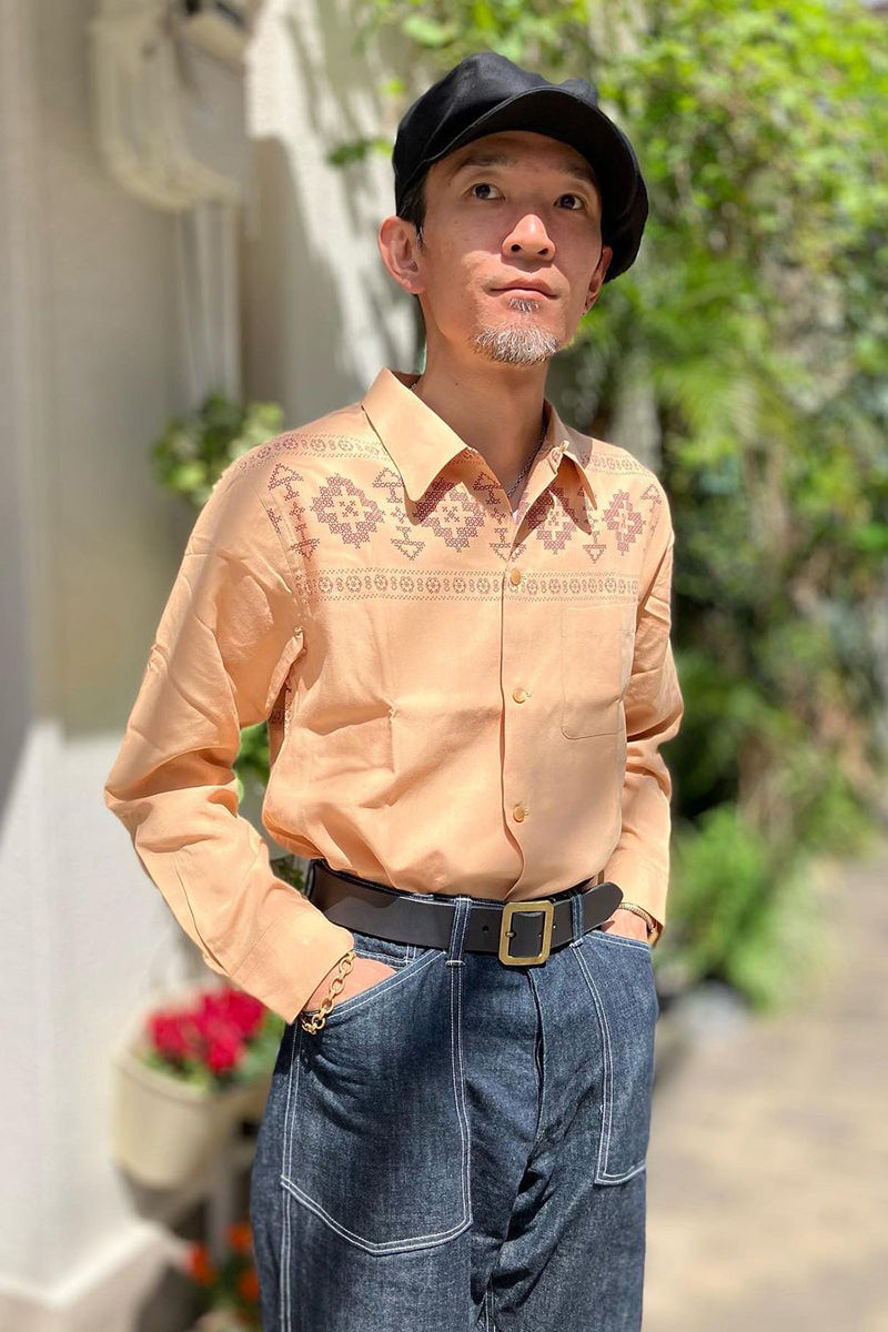 L/S Print Open Shirt “NATIVE PATTERN”
