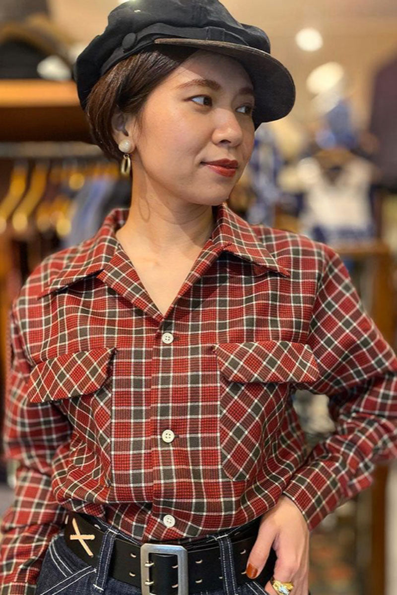 Wool Check 2 Flap Open Shirt