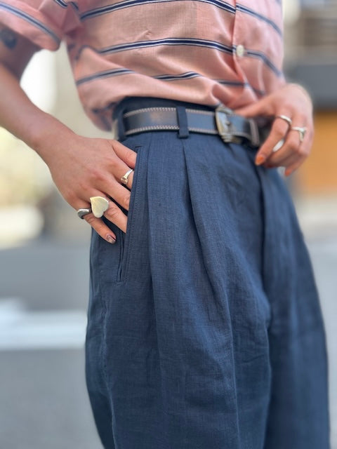 Hand Stitched Linen Two Tuck Trousers