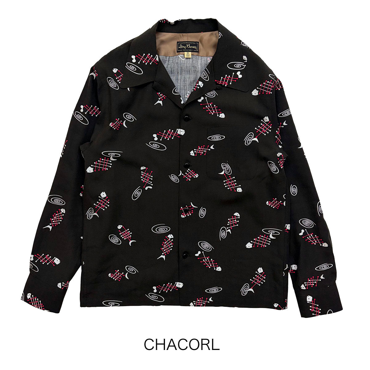 L/S Print Open Shirt “FISH BONE”