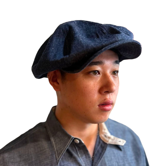 Navy Stitch Denim Casquette
