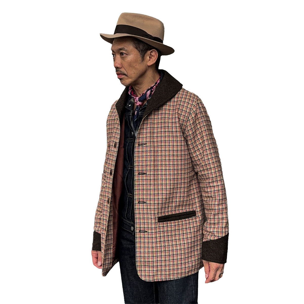 Shawl Collar Plaid Jacket