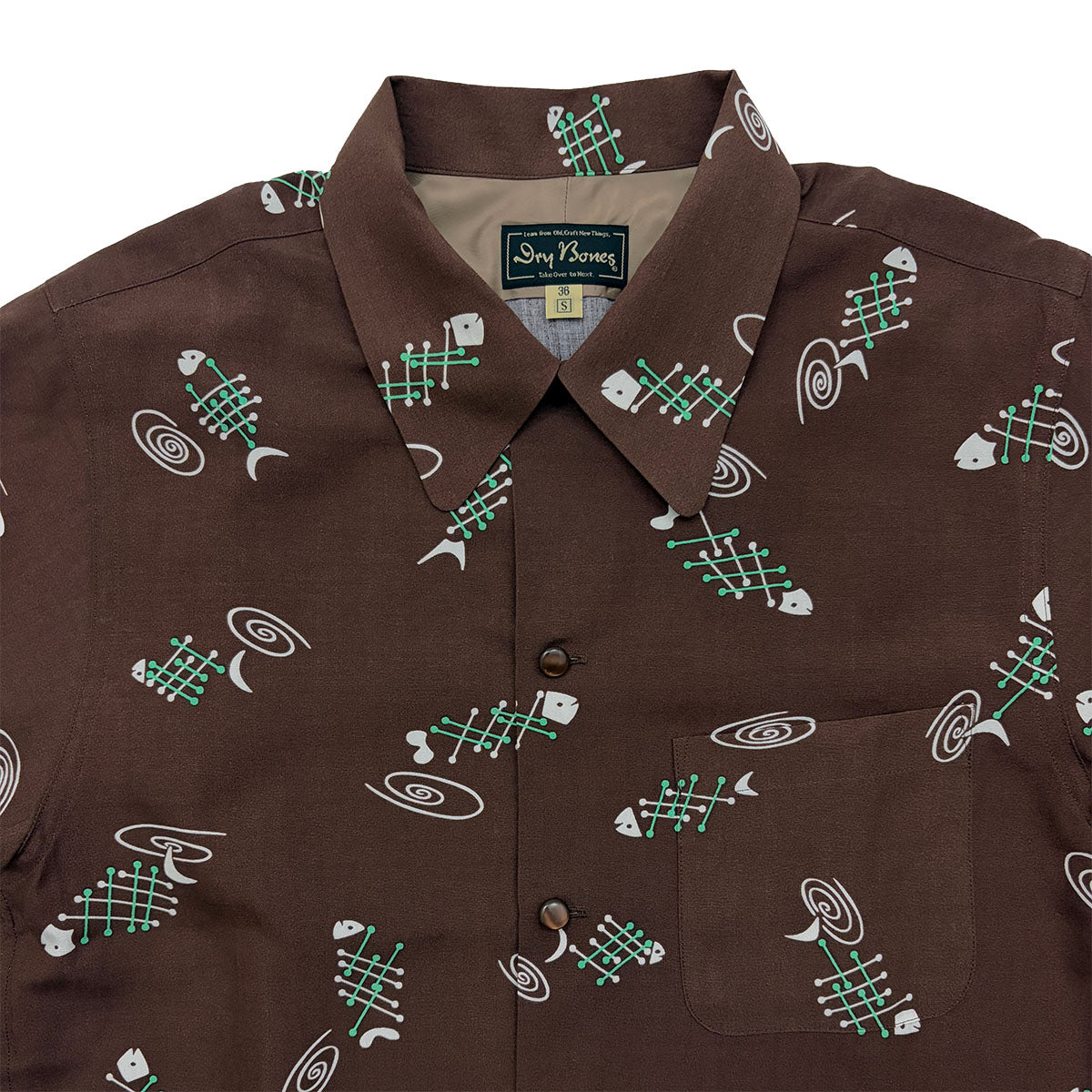 S/S Print Open Shirt “FISH BONE”