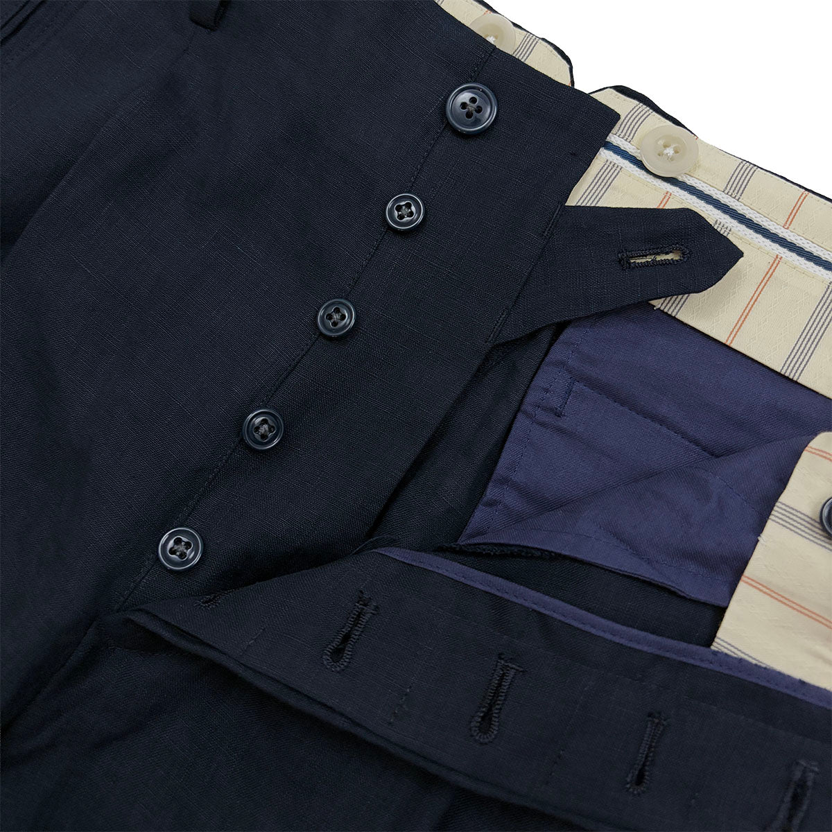 Hand Stitched Linen Two Tuck Trousers