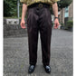Wool Satin Two Tuck Trousers