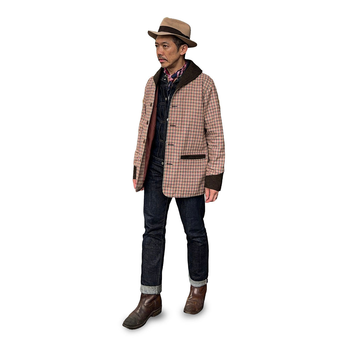 Shawl Collar Plaid Jacket