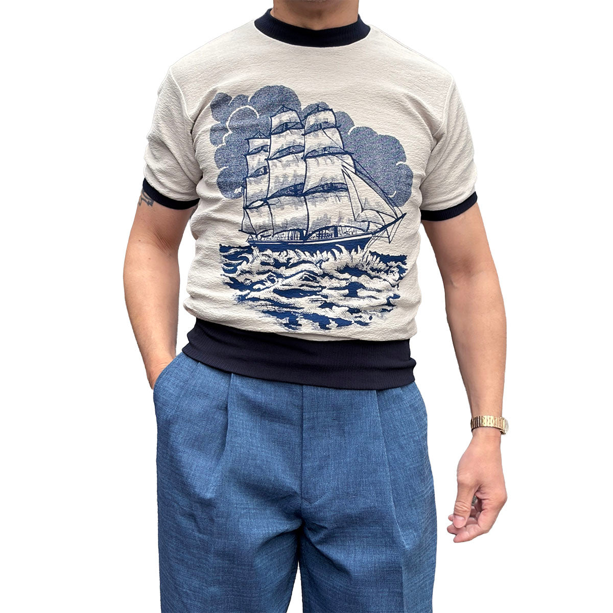 Cotton Sweater “Sailing Ship”
