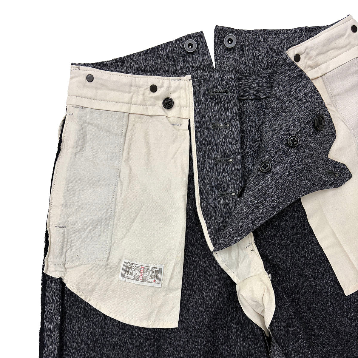 High Back Black Chambray Work Trousers 