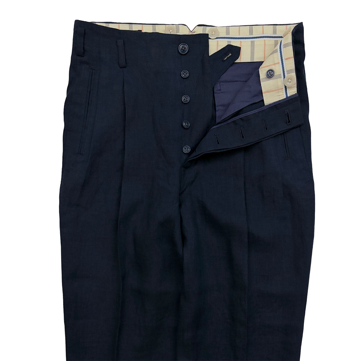 Hand Stitched Linen Two Tuck Trousers