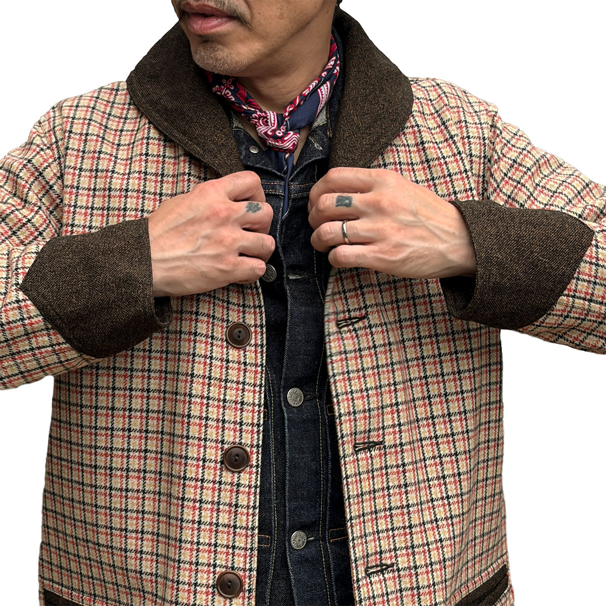 Shawl Collar Plaid Jacket