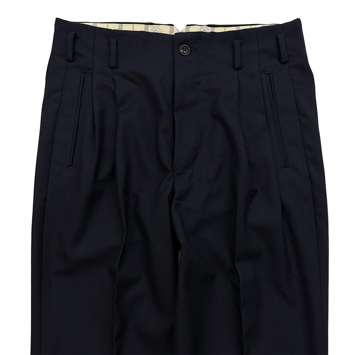 Wool Gabadine Two Tuck Trousers