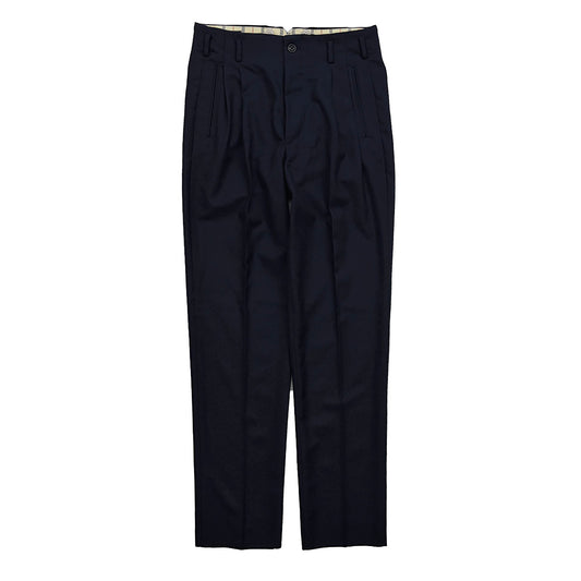 Wool Gabardine Two Tuck Trousers