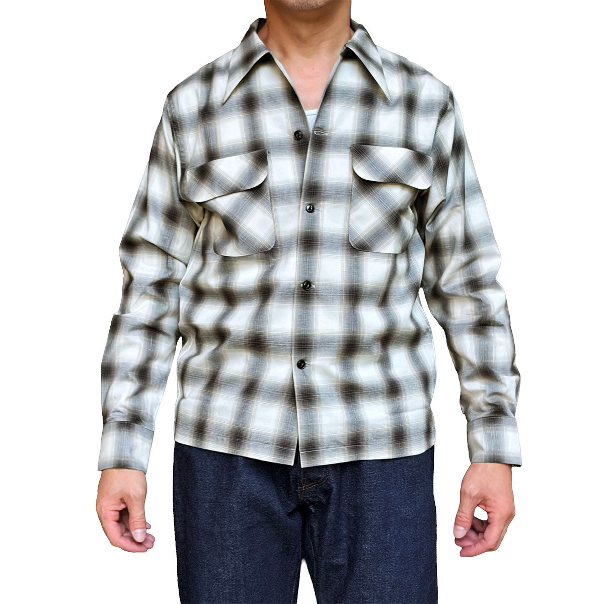 Ombre Check 2 Flap Open Shirt