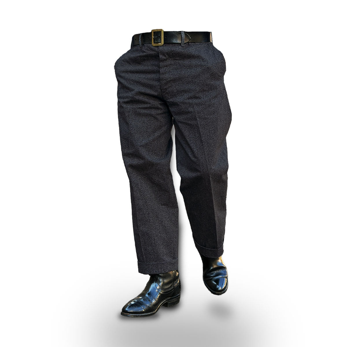 High Back Black Chambray Work Trousers 