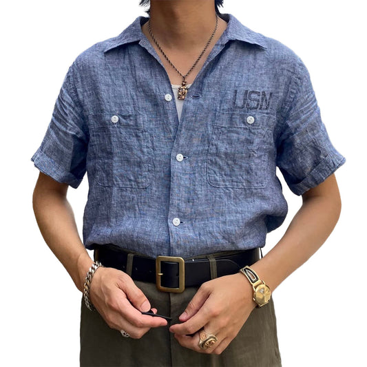 S/S Chambray Open Work Shirt
