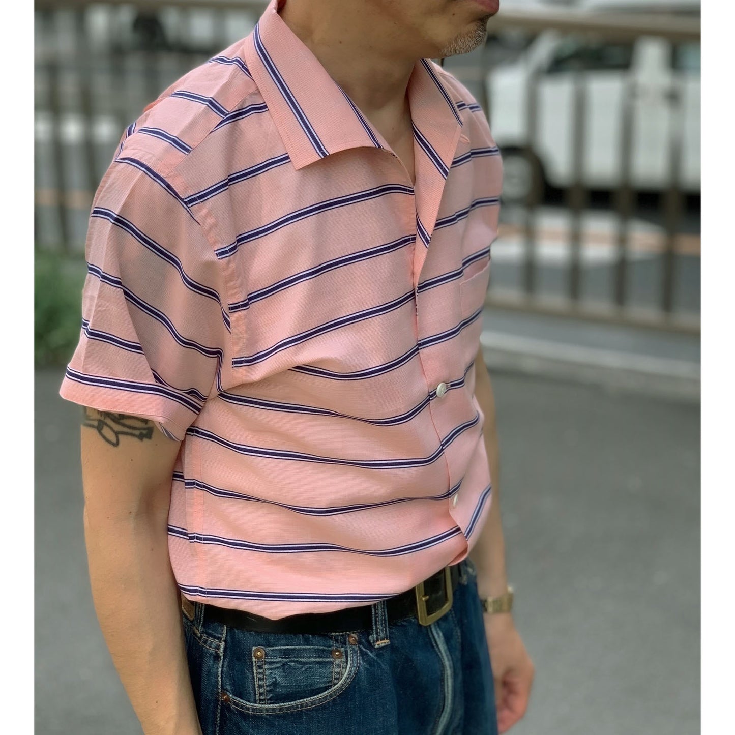 S/S Border Italian Collar Shirt