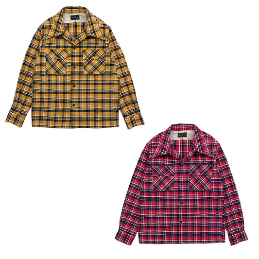 Cotton Viyella 2 Flap Work Open Shirt