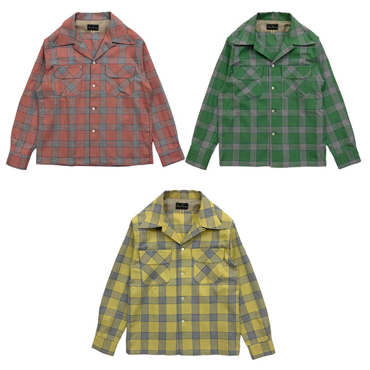 Windowpane Check 2 Flap Open Shirt