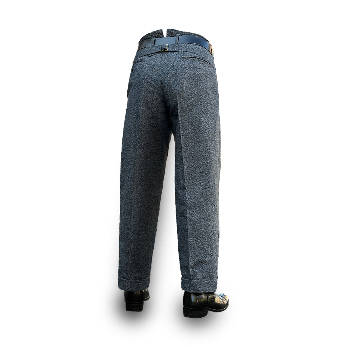 High Back Black Chambray Work Trousers 
