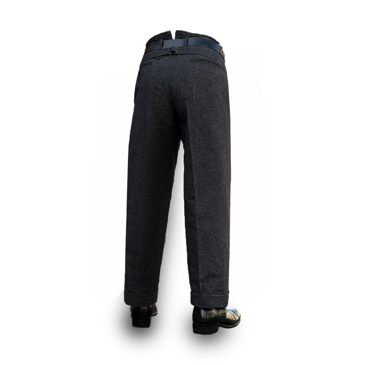 High Back Black Chambray Work Trousers 