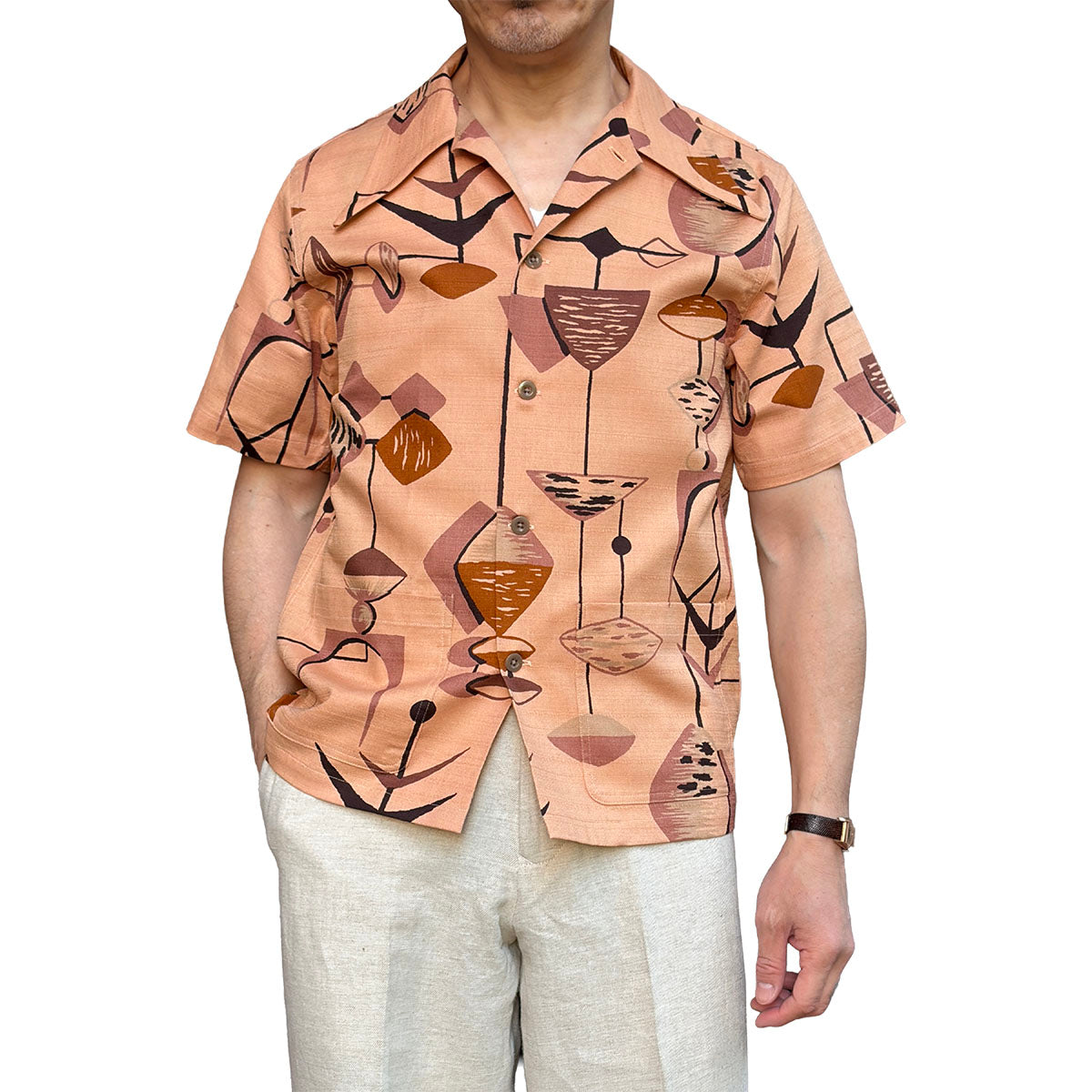 Print 2Pocket Open Shirt “MOBILE”