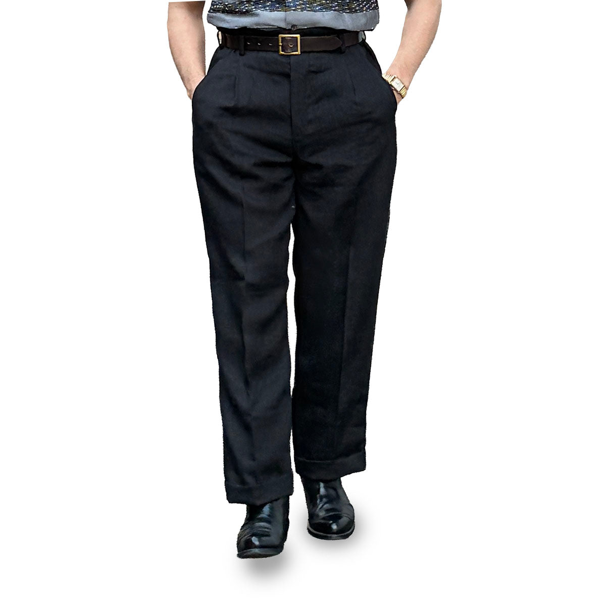 Hand Stitched Linen Two Tuck Trousers