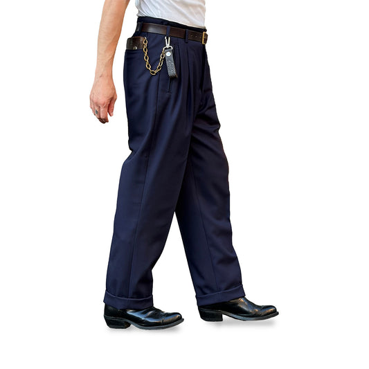Wool Gabardine Two Tuck Trousers