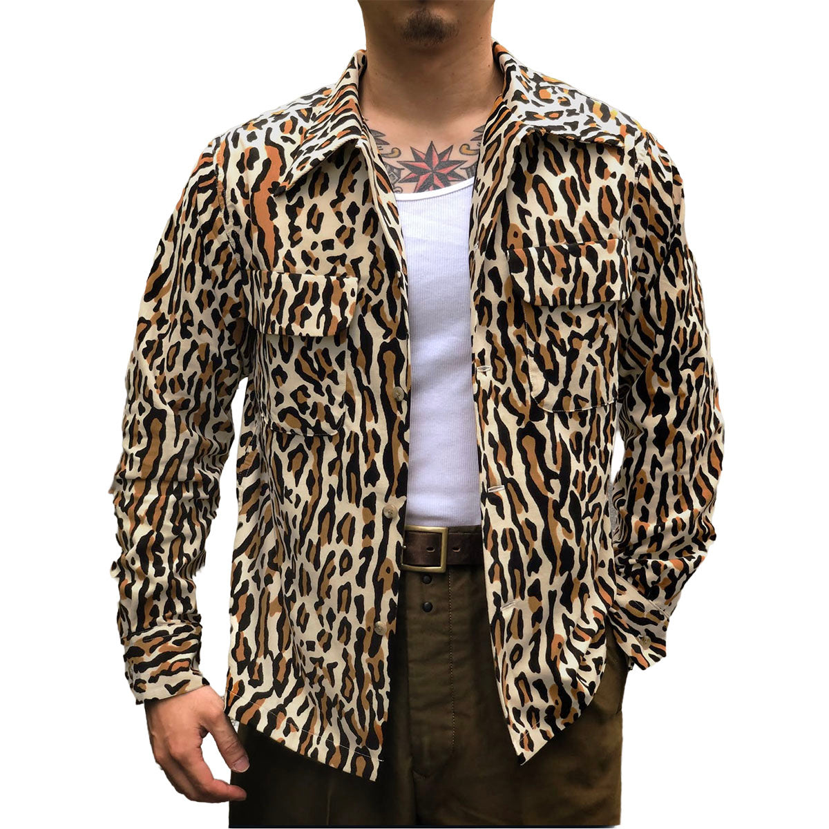 Print 2 Flap Open Shirt “VINCENT’S LEO”