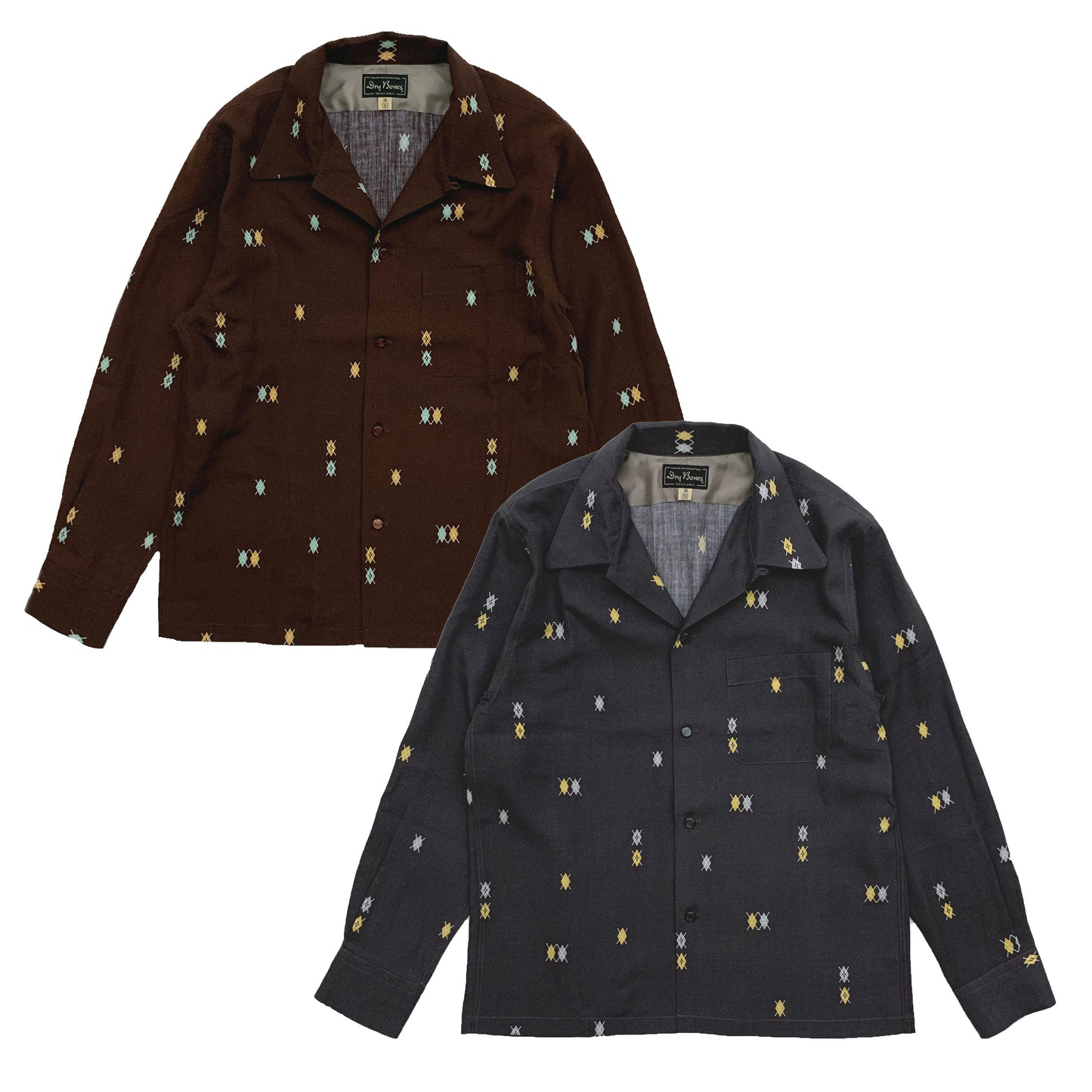 Long Sleeve Print Open Shirt “DOTTING ARGYLE”