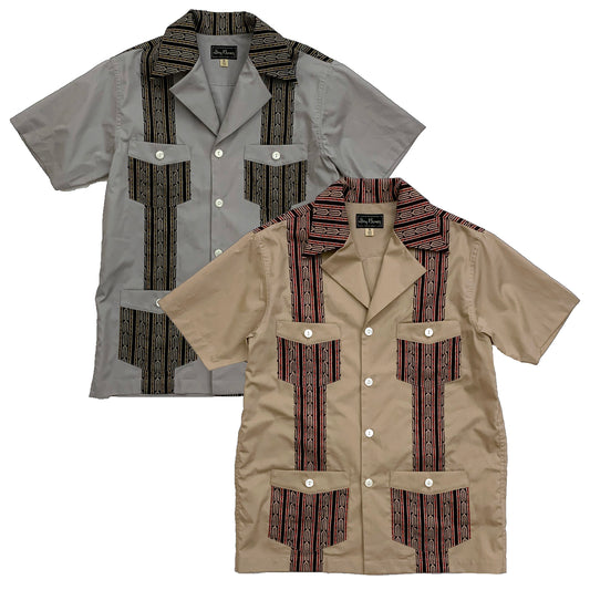 S/S Print 2tone Cuba Shirt