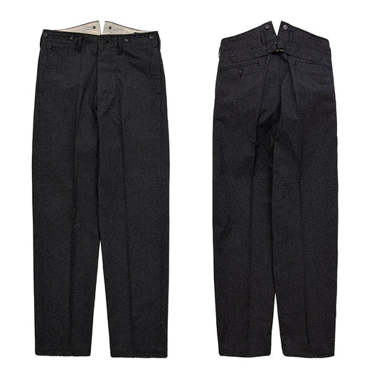 High Back Black Chambray Work Trousers