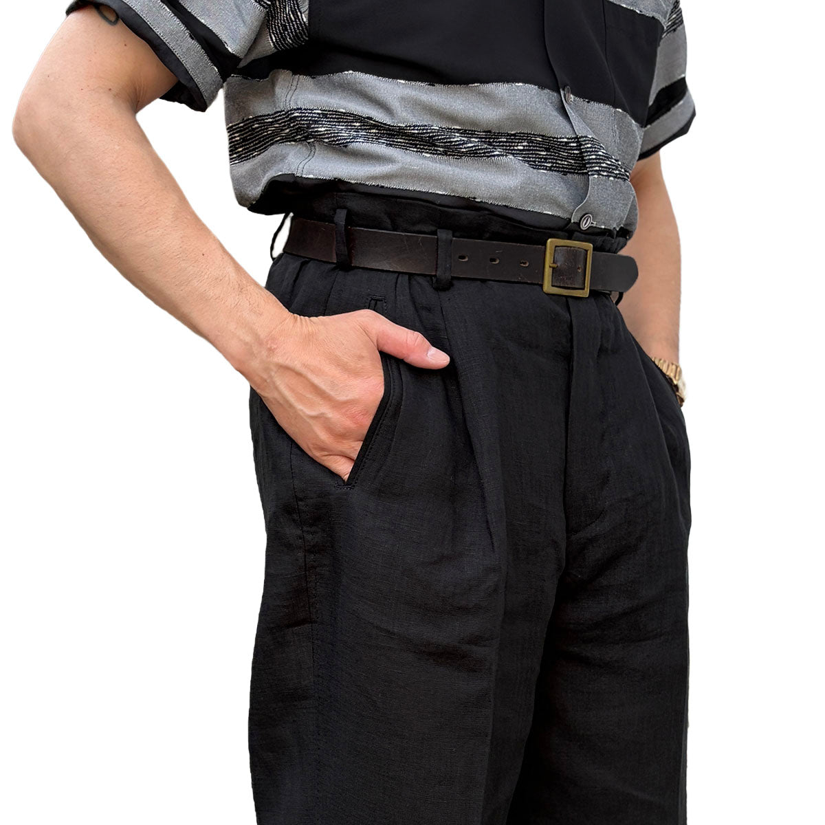 Hand Stitched Linen Two Tuck Trousers