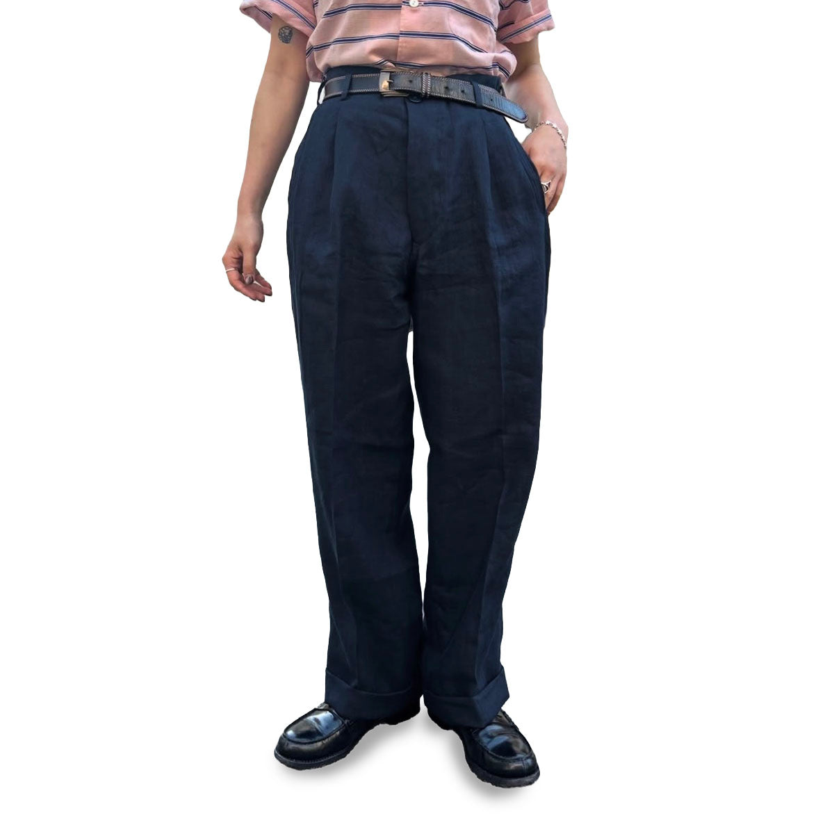 Hand Stitched Linen Two Tuck Trousers
