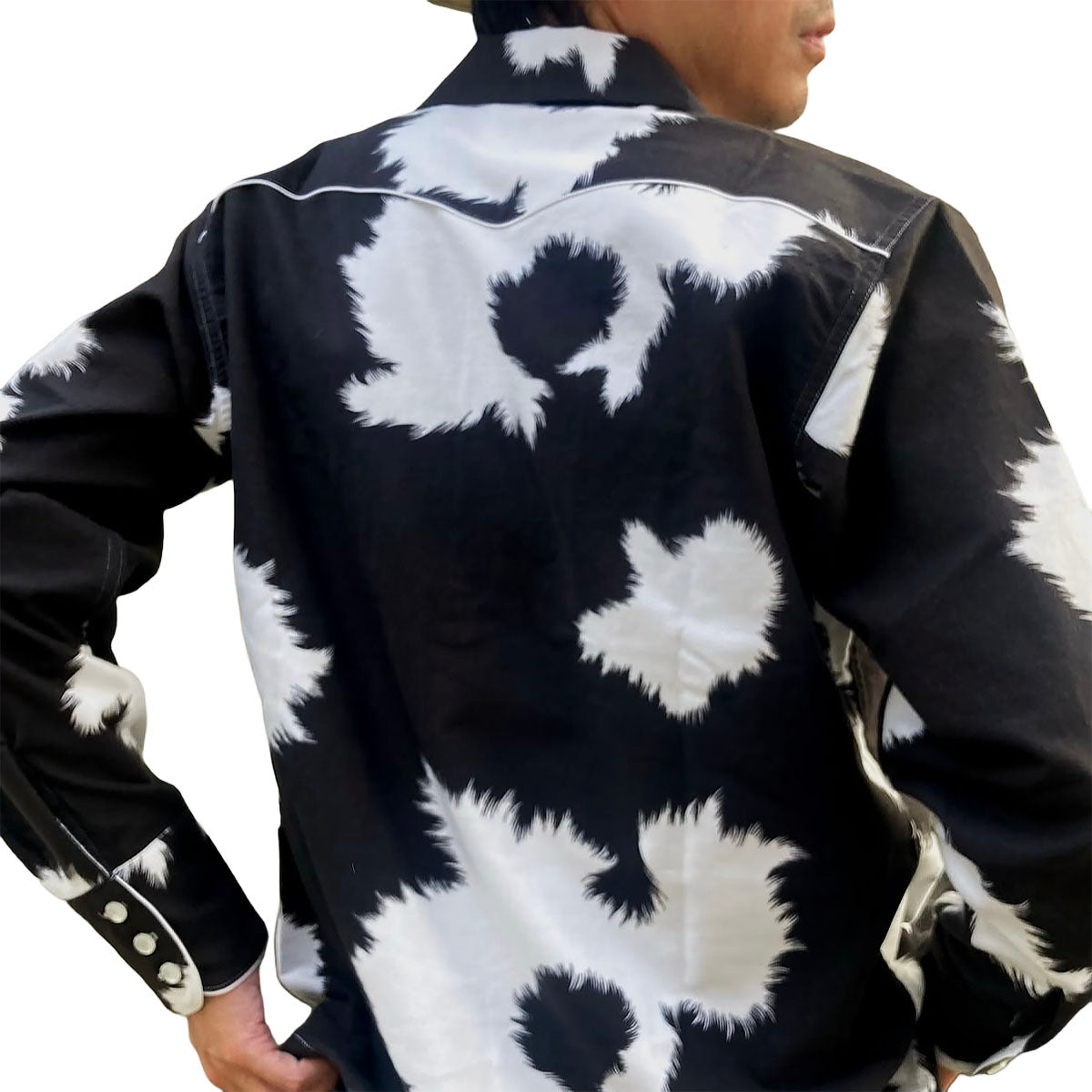 Print Flannel Western Open Shirt“HOLSTEIN”