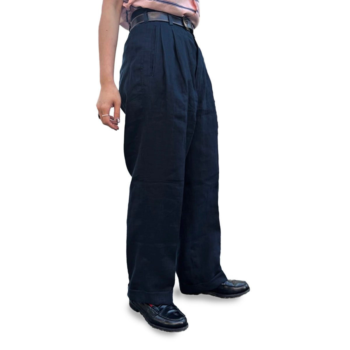 Hand Stitched Linen Two Tuck Trousers
